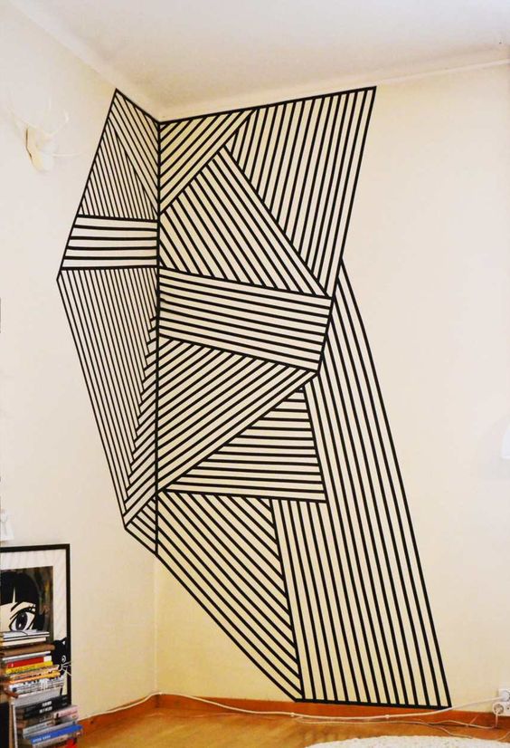 angle décoré avec masking tape forme geometrique 